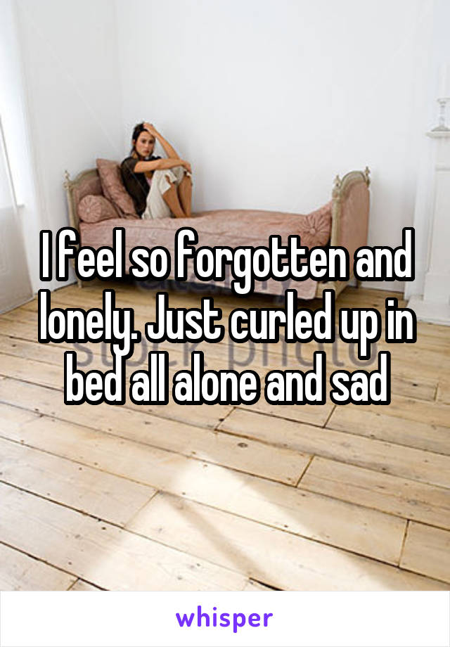 I feel so forgotten and lonely. Just curled up in bed all alone and sad