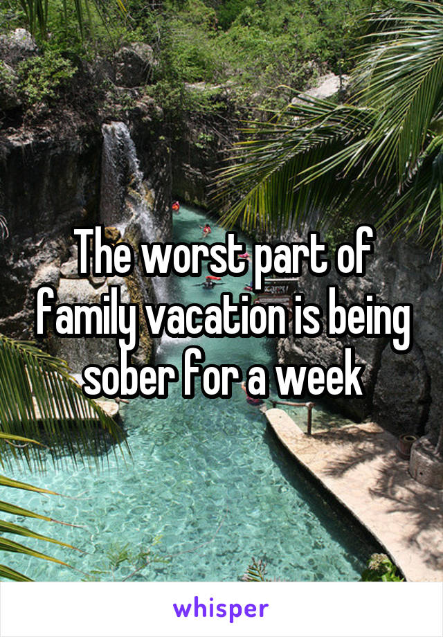 The worst part of family vacation is being sober for a week