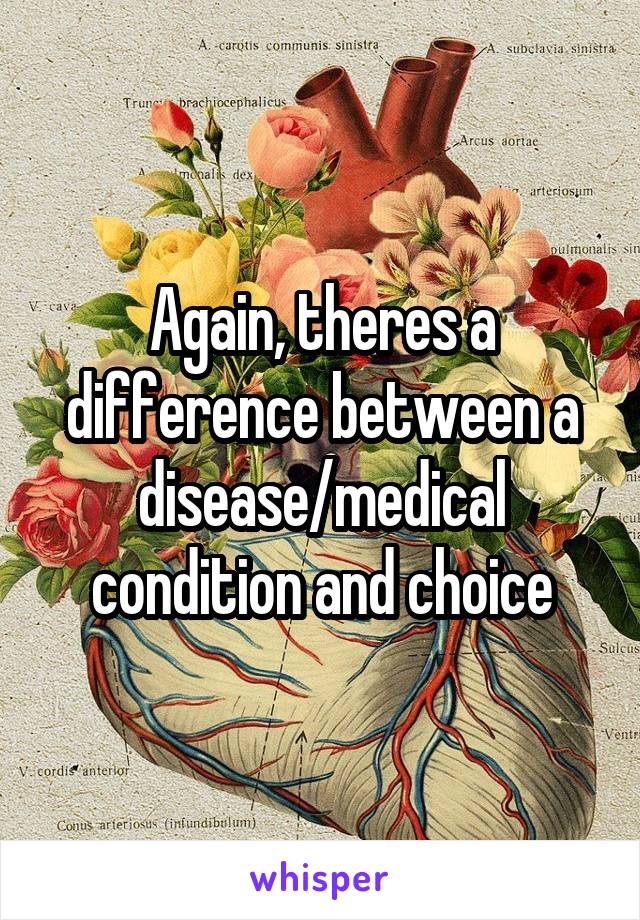 Again, theres a difference between a disease/medical condition and choice