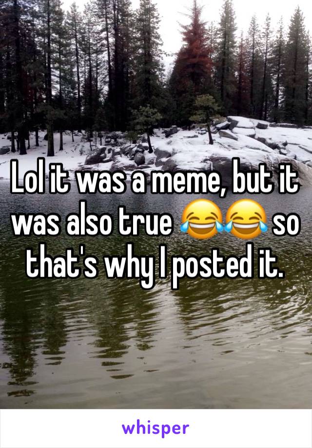 Lol it was a meme, but it was also true 😂😂 so that's why I posted it.