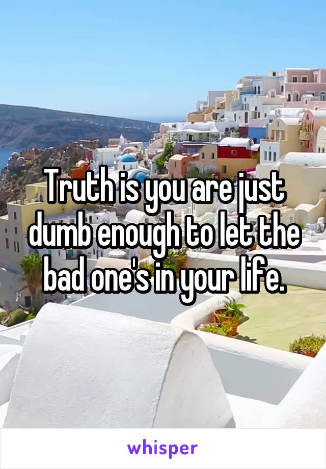 Truth is you are just dumb enough to let the bad one's in your life.