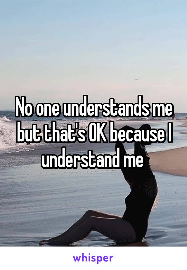 No one understands me but that's OK because I understand me 