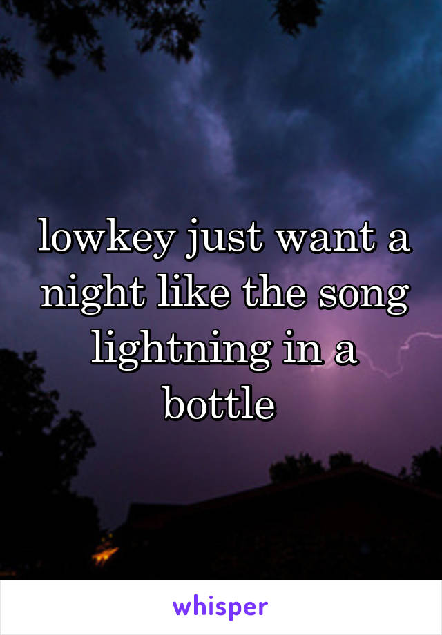 lowkey just want a night like the song lightning in a bottle 