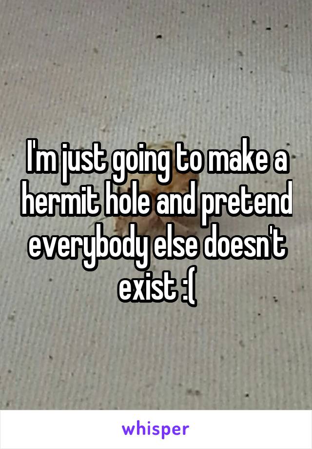 I'm just going to make a hermit hole and pretend everybody else doesn't exist :(