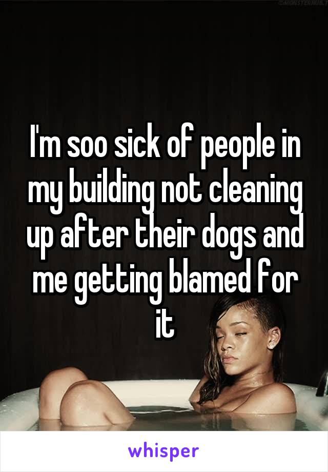 I'm soo sick of people in my building not cleaning up after their dogs and me getting blamed for it