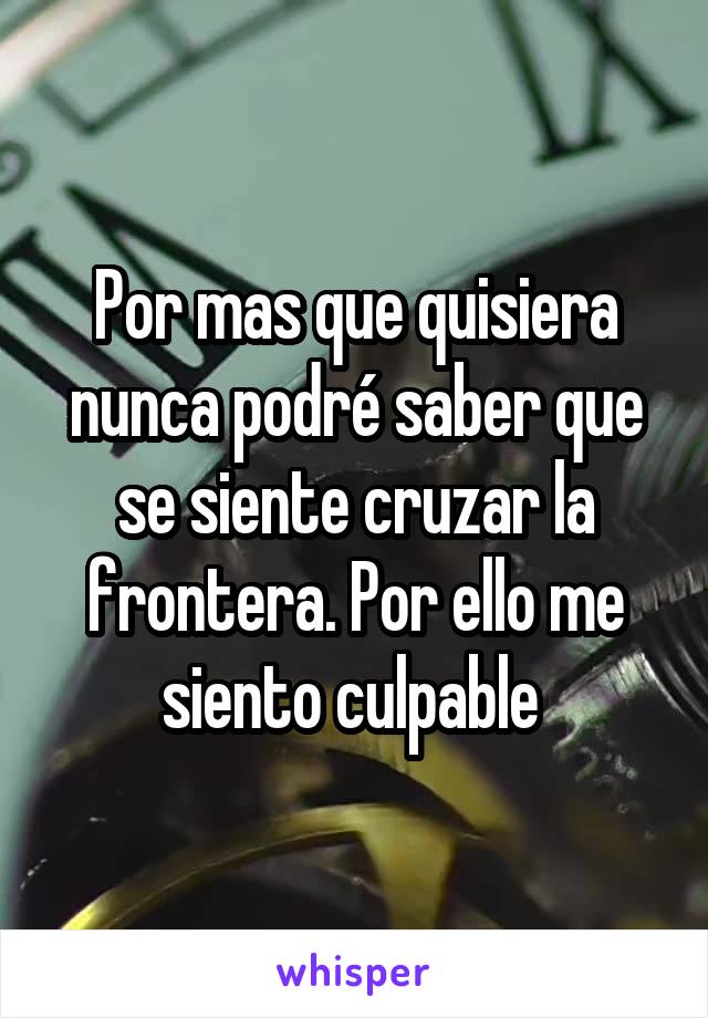 Por mas que quisiera nunca podré saber que se siente cruzar la frontera. Por ello me siento culpable 