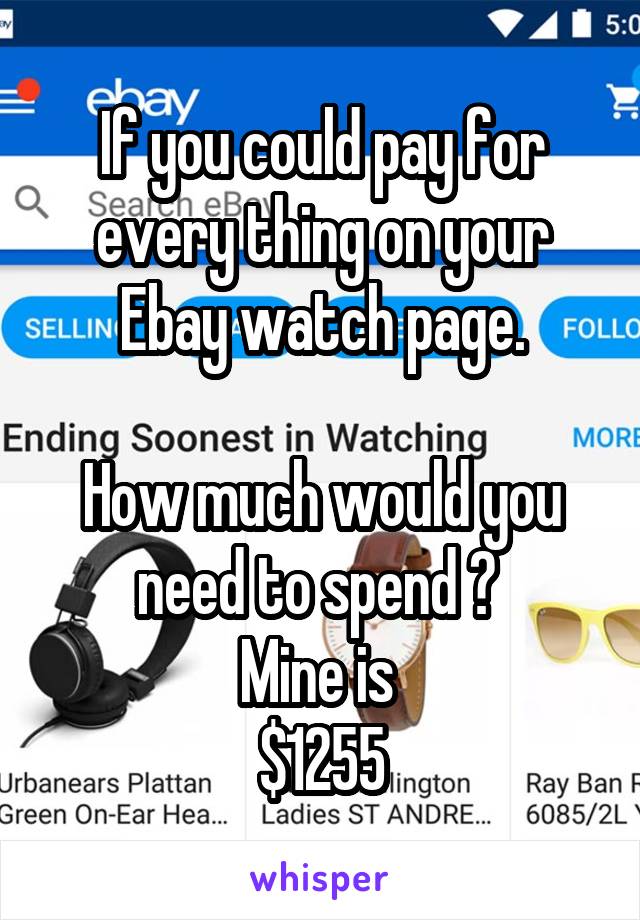 If you could pay for every thing on your Ebay watch page.

How much would you need to spend ? 
Mine is 
$1255