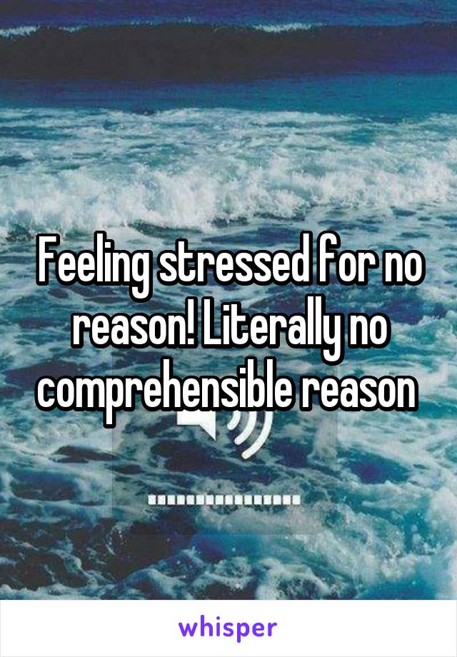 Feeling stressed for no reason! Literally no comprehensible reason 