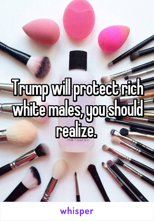 Trump will protect rich white males, you should realize. 