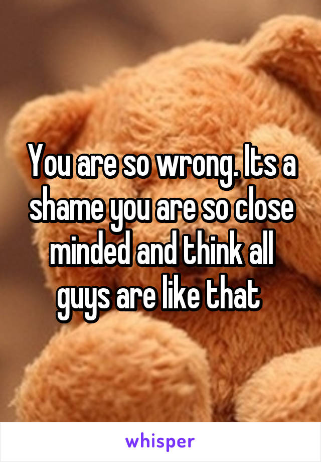 You are so wrong. Its a shame you are so close minded and think all guys are like that 