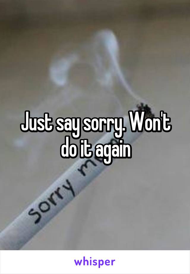 Just say sorry. Won't do it again