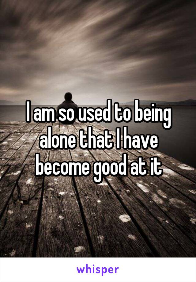 I am so used to being alone that I have become good at it