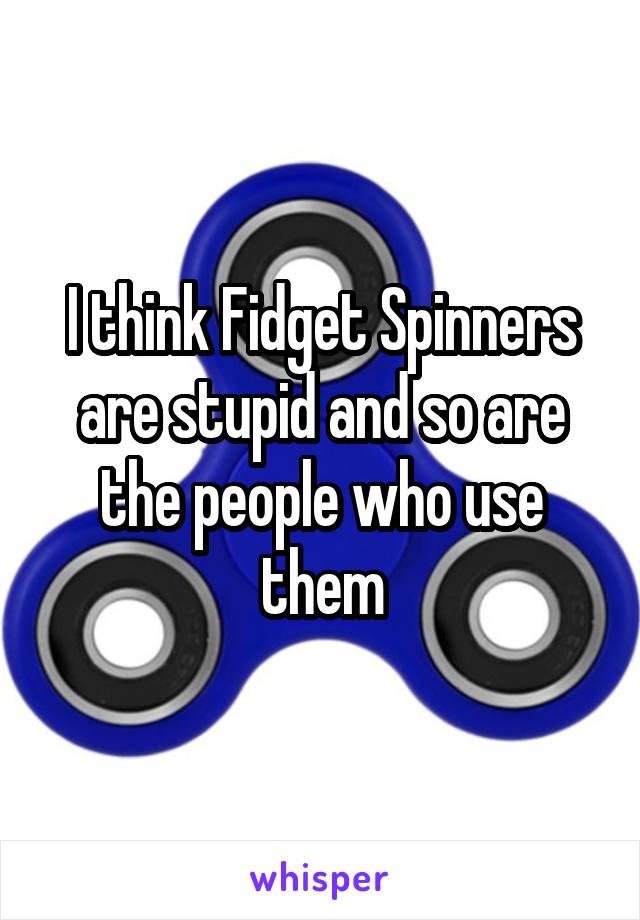 I think Fidget Spinners are stupid and so are the people who use them