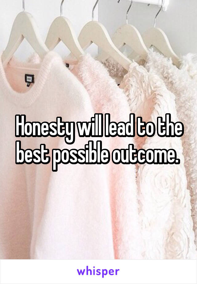 Honesty will lead to the best possible outcome. 