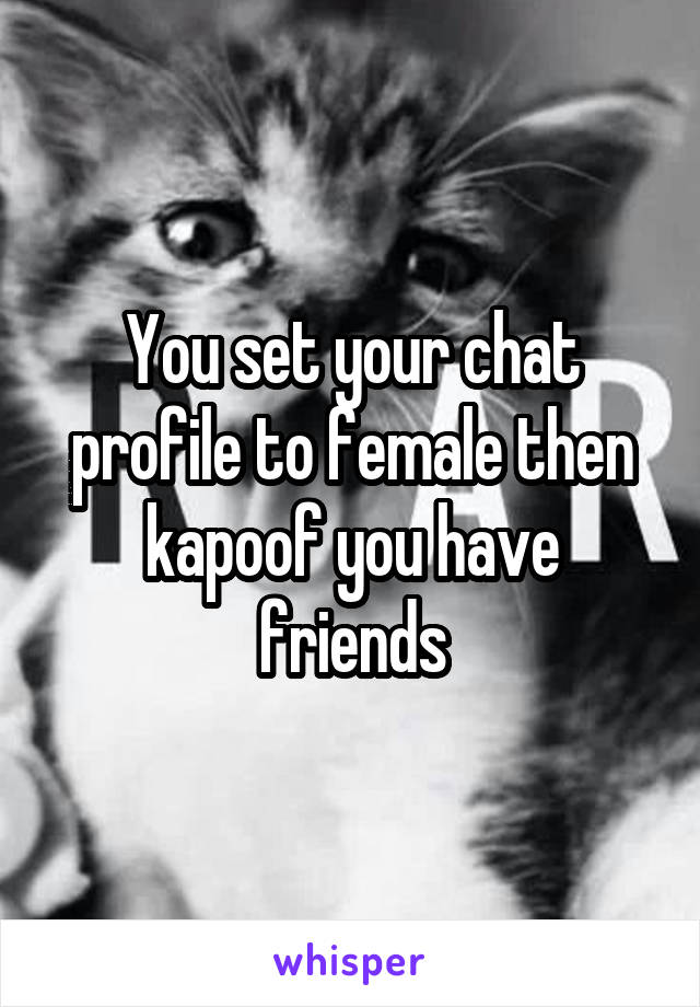 You set your chat profile to female then kapoof you have friends