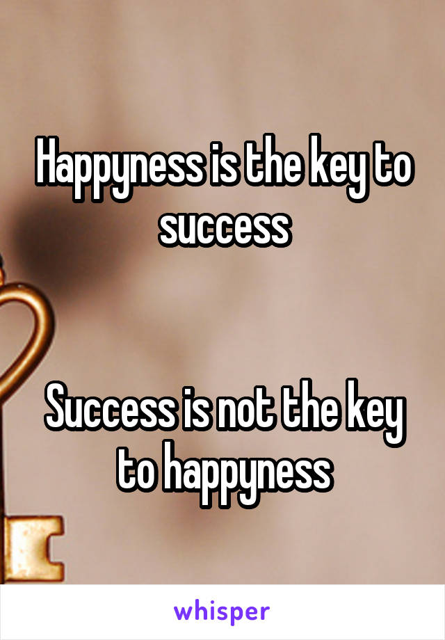 Happyness is the key to success


Success is not the key to happyness