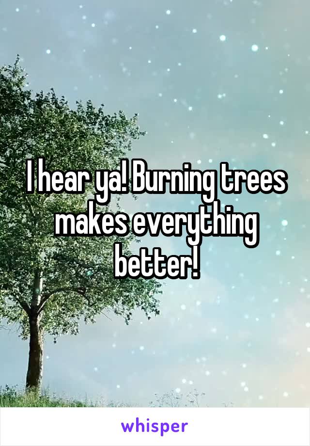 I hear ya! Burning trees makes everything better!