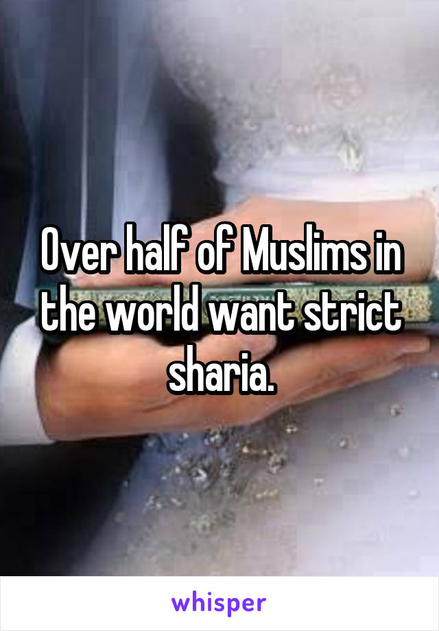 Over half of Muslims in the world want strict sharia.