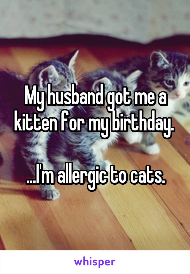 My husband got me a kitten for my birthday. 

...I'm allergic to cats.