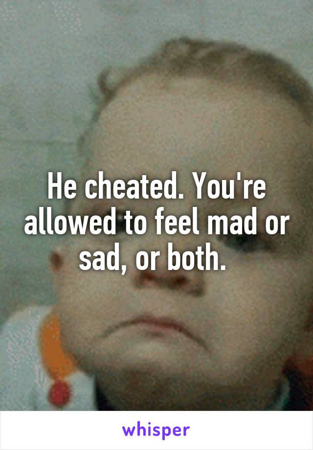 He cheated. You're allowed to feel mad or sad, or both. 