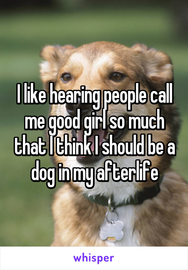 I like hearing people call me good girl so much that I think I should be a dog in my afterlife