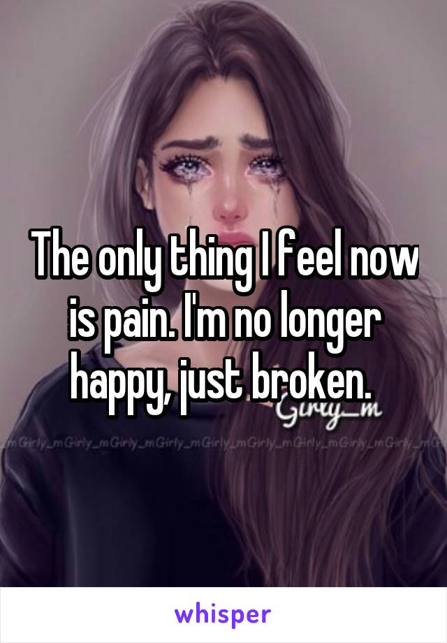 The only thing I feel now is pain. I'm no longer happy, just broken. 