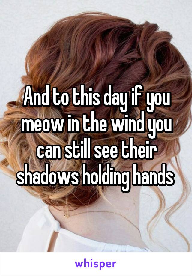 And to this day if you meow in the wind you can still see their shadows holding hands 