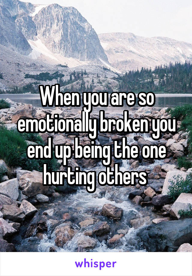 When you are so emotionally broken you end up being the one hurting others 