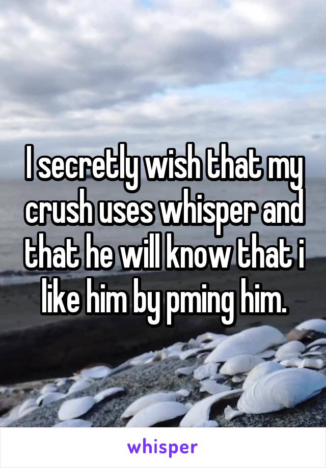 I secretly wish that my crush uses whisper and that he will know that i like him by pming him.
