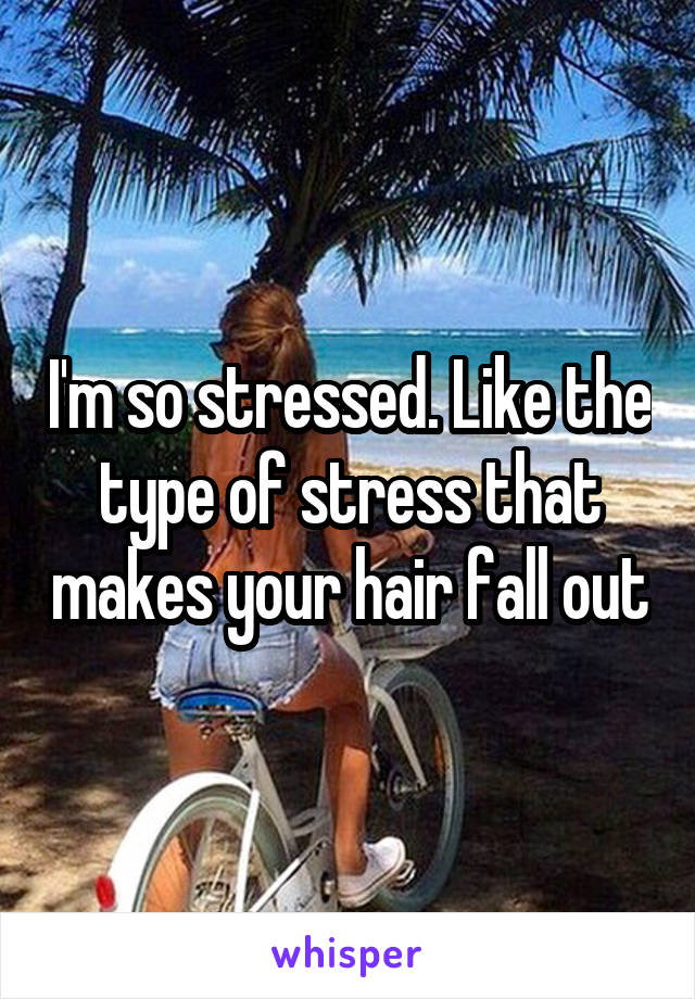 I'm so stressed. Like the type of stress that makes your hair fall out