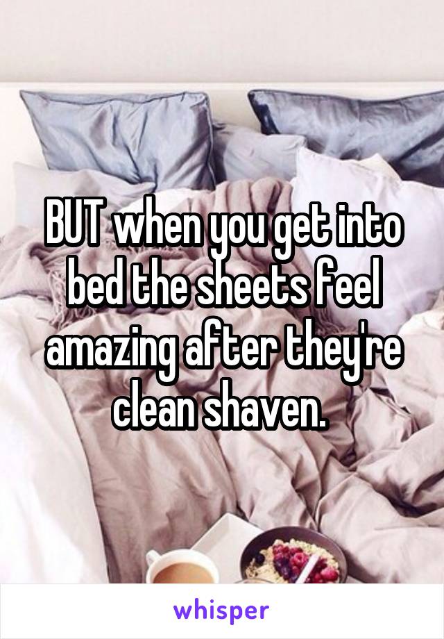 BUT when you get into bed the sheets feel amazing after they're clean shaven. 