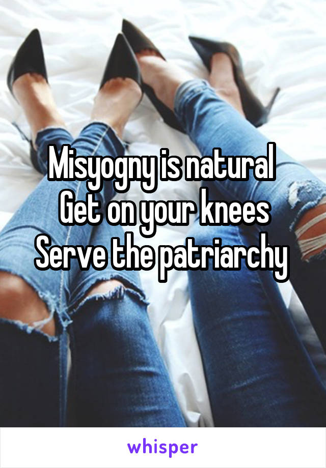 Misyogny is natural 
Get on your knees
Serve the patriarchy 
