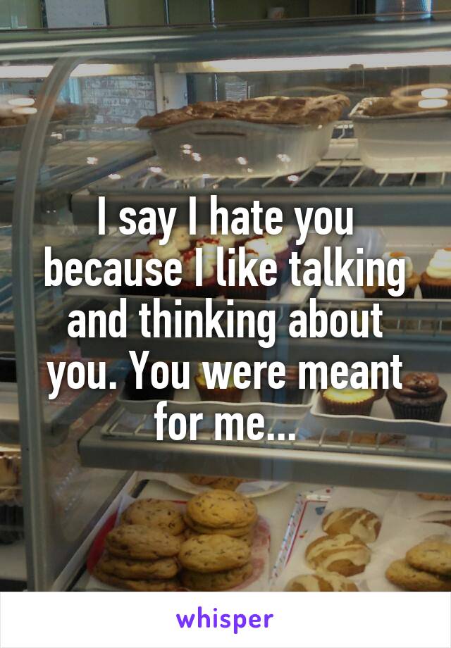 I say I hate you because I like talking and thinking about you. You were meant for me...