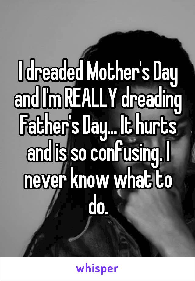 I dreaded Mother's Day and I'm REALLY dreading Father's Day... It hurts and is so confusing. I never know what to do.