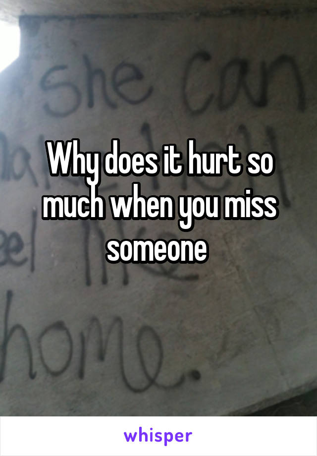 Why does it hurt so much when you miss someone 
