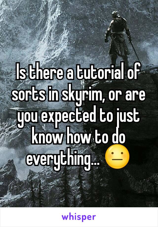 Is there a tutorial of sorts in skyrim, or are you expected to just know how to do everything... 😐