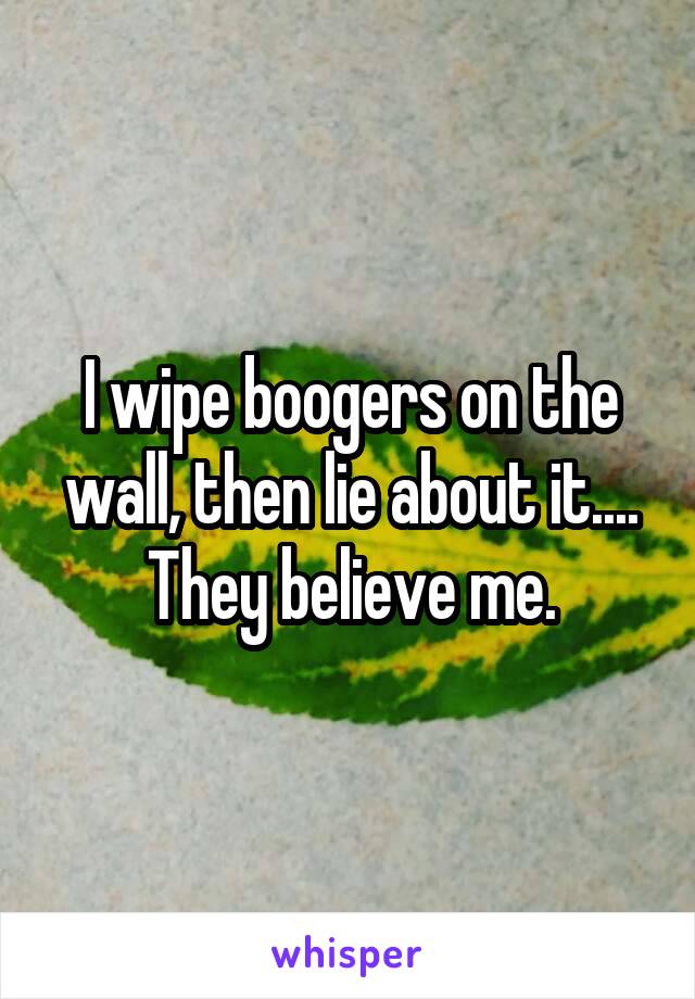 I wipe boogers on the wall, then lie about it....
They believe me.