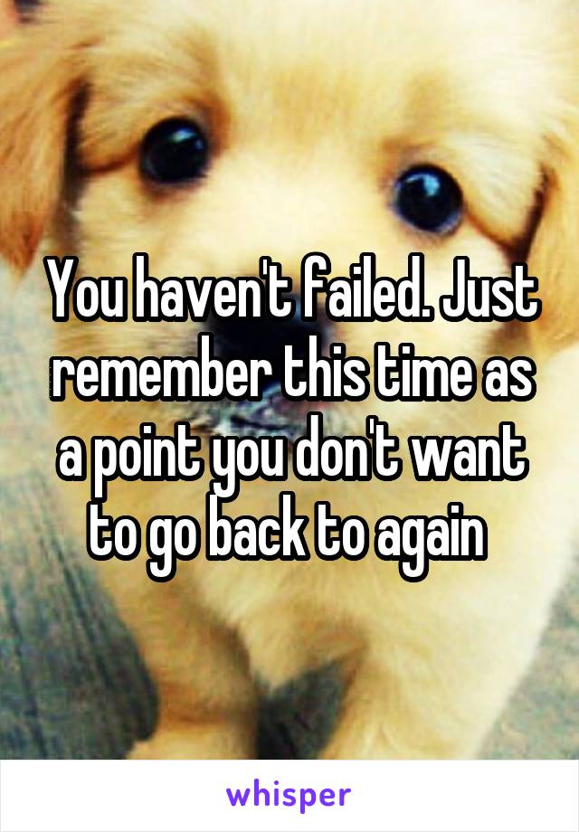 You haven't failed. Just remember this time as a point you don't want to go back to again 