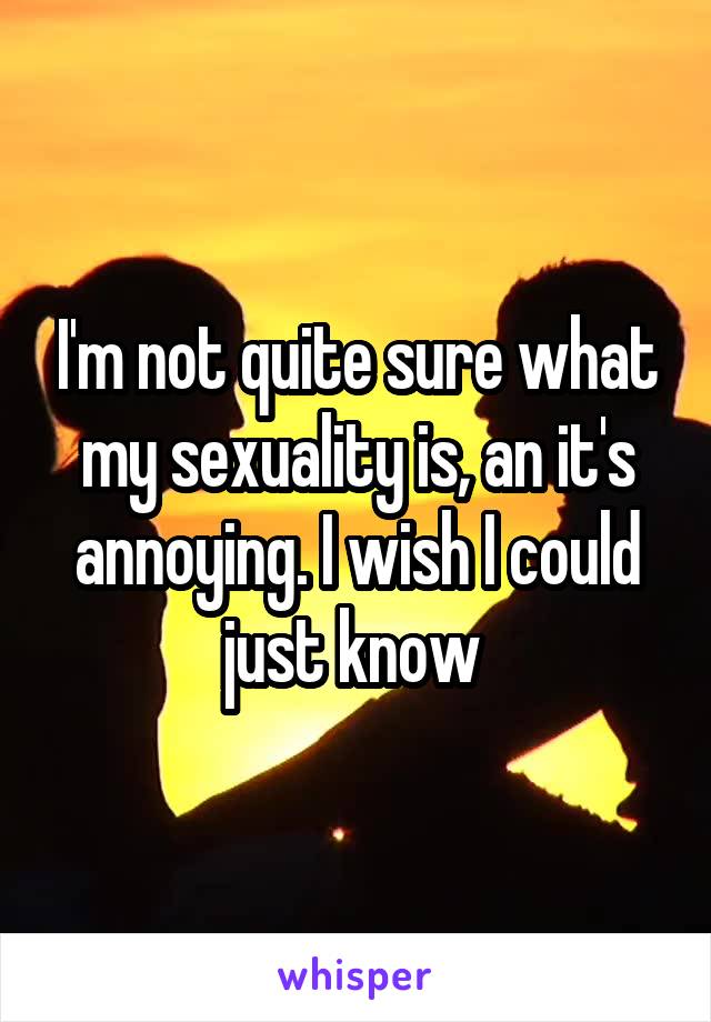 I'm not quite sure what my sexuality is, an it's annoying. I wish I could just know 