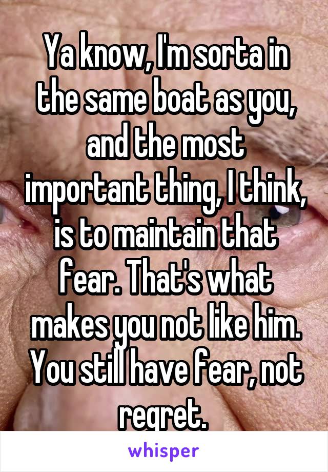 Ya know, I'm sorta in the same boat as you, and the most important thing, I think, is to maintain that fear. That's what makes you not like him. You still have fear, not regret. 