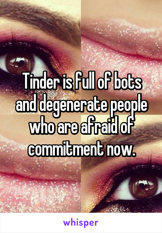 Tinder is full of bots and degenerate people who are afraid of commitment now.