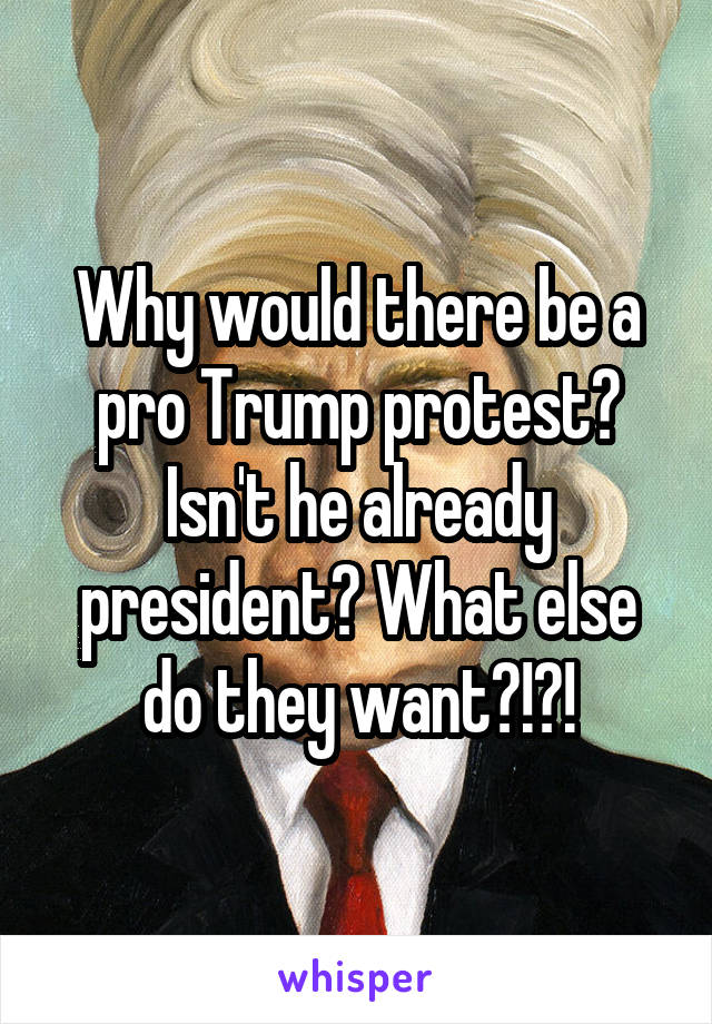 Why would there be a pro Trump protest? Isn't he already president? What else do they want?!?!