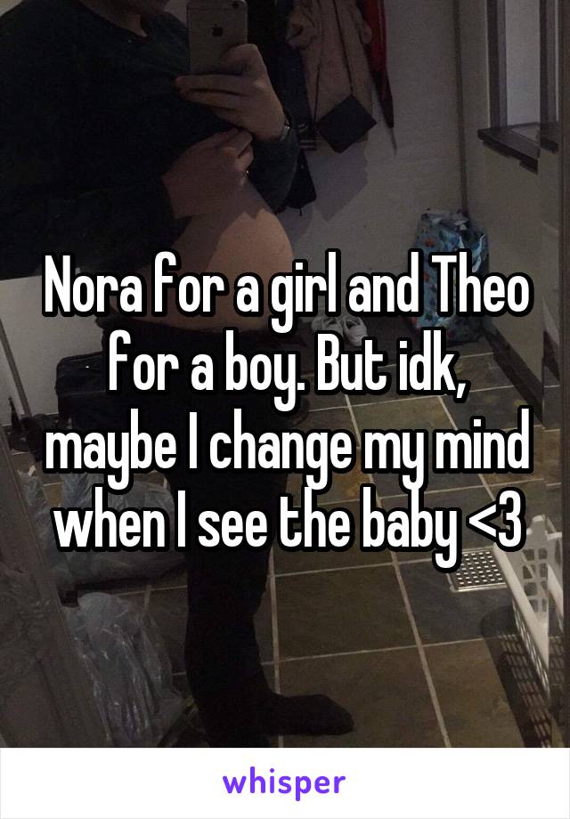 Nora for a girl and Theo for a boy. But idk, maybe I change my mind when I see the baby <3