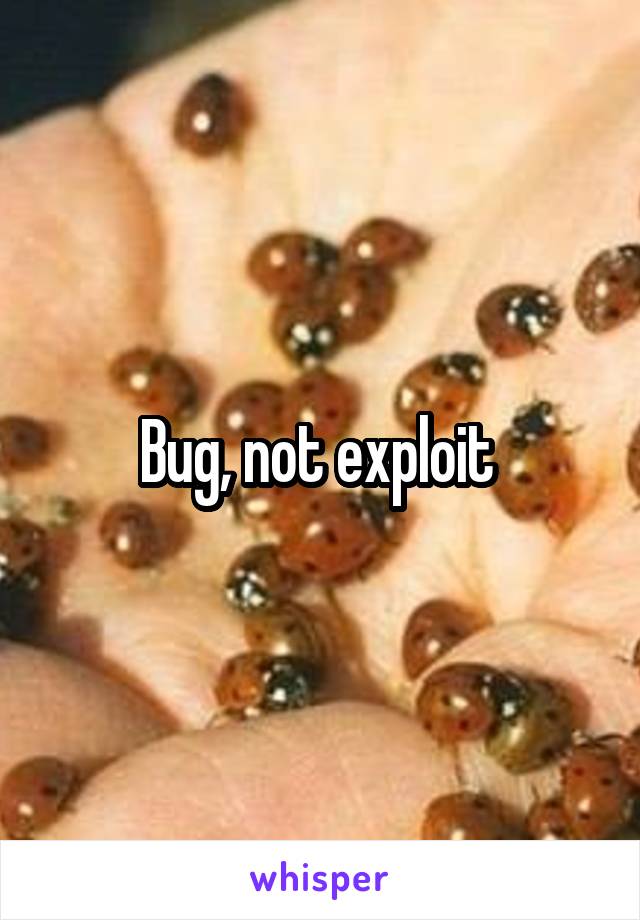 Bug, not exploit 