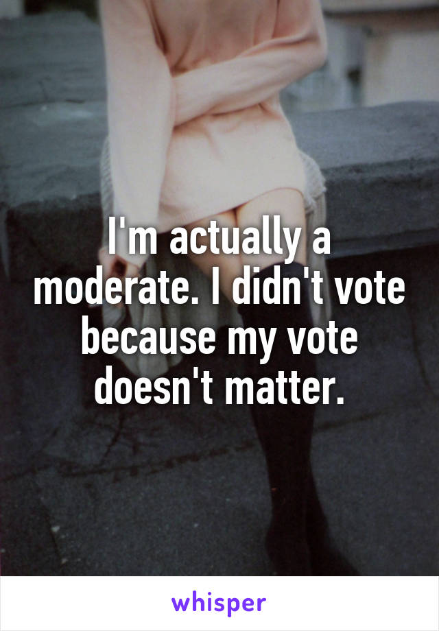 I'm actually a moderate. I didn't vote because my vote doesn't matter.