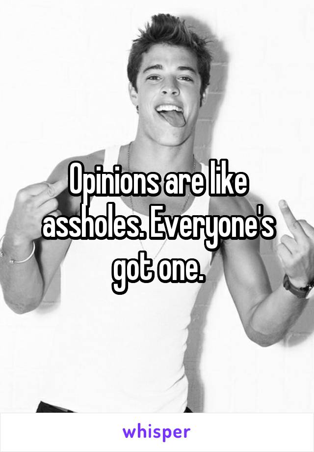 Opinions are like assholes. Everyone's got one.