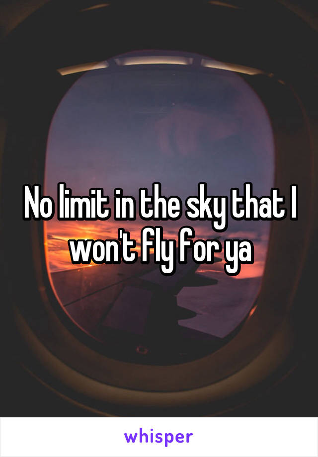 No limit in the sky that I won't fly for ya