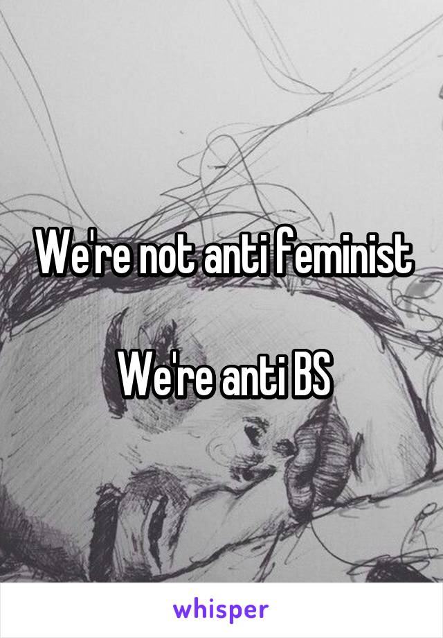 We're not anti feminist

We're anti BS