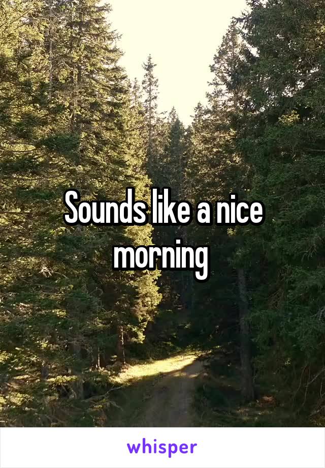 Sounds like a nice morning 