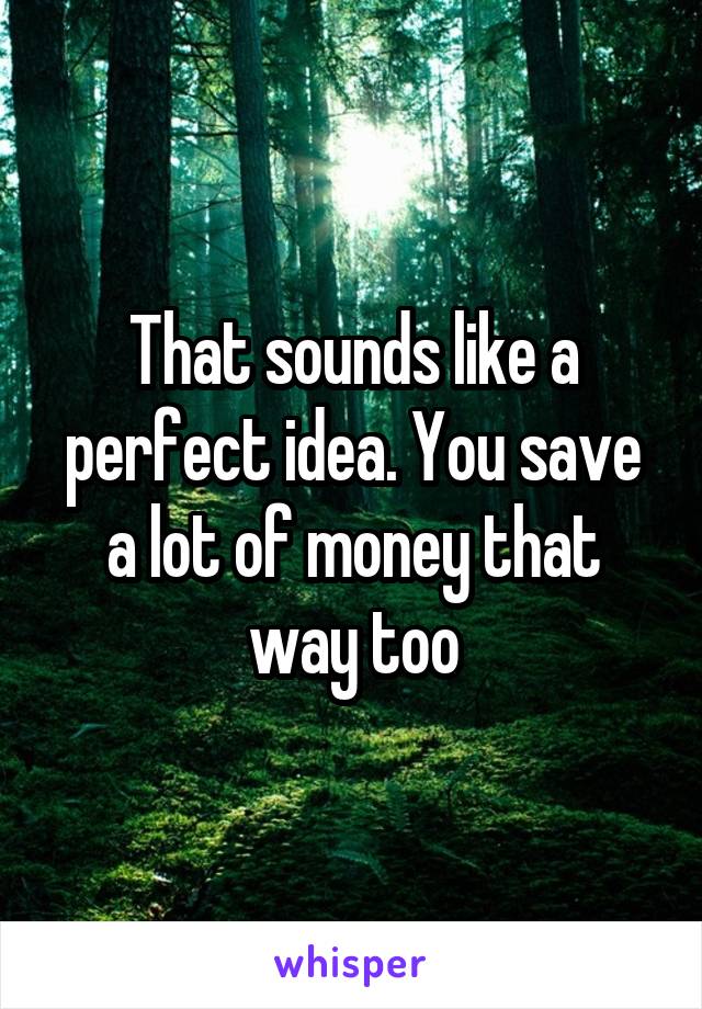 That sounds like a perfect idea. You save a lot of money that way too